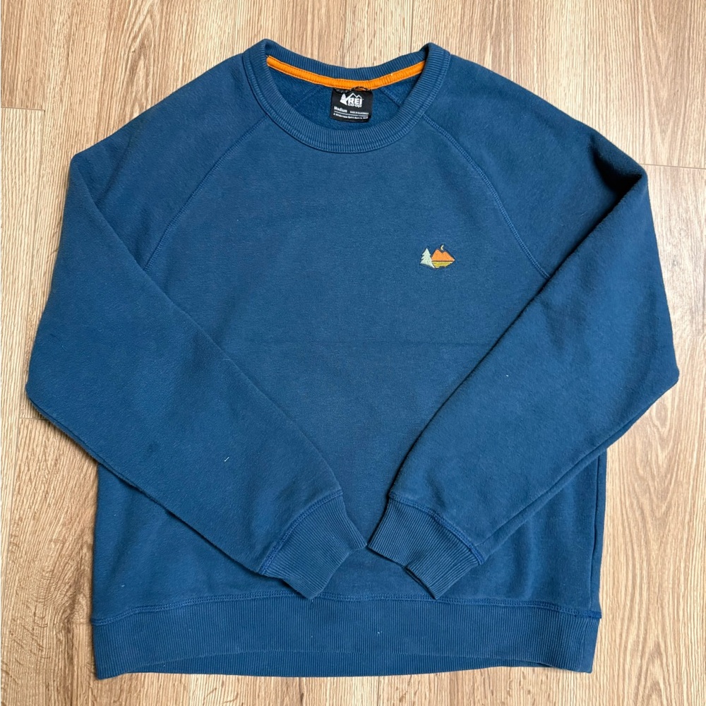 REI Navy Crewneck Sweatshirt with Mountain Accent